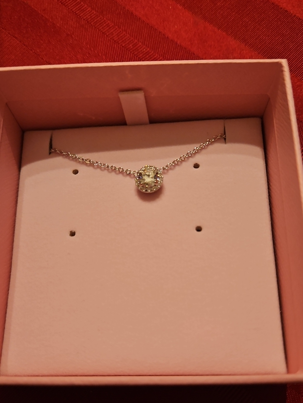 Swarovski Silver Halo Pendant Necklace with Clear Crystal